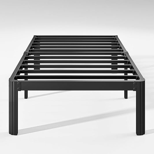 12" Heavy Duty Twin Bed Frame No Box Spring Needed, Metal Platform Bed Frame Twin with Round Corners, Easy Assembly, Noise Free, Black