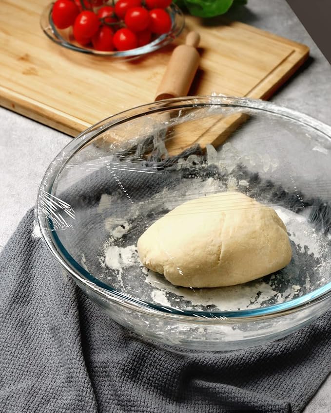 NUTRIUPS Flat 5QT Big Tempered Glass Bowl for Serving Salad-13 inch