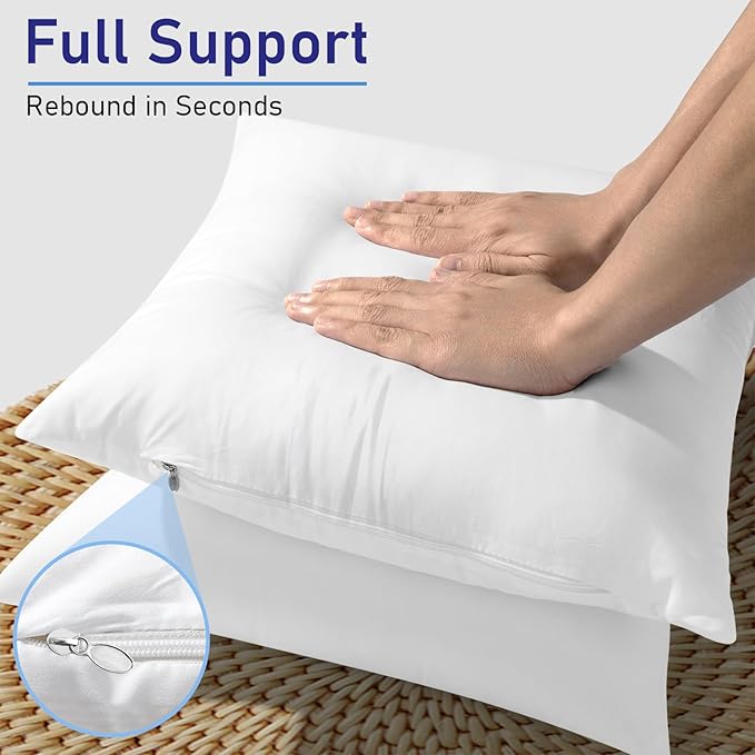 Pack of 2 12x20 Outdoor Pillow Inserts, Water Resistant Throw Pillow Inserts, Outdoor Lumbar Pillow for Patio, Furniture, Sofa, Bed, Living Room, Garden Decorative Waterproof Pillow Inserts