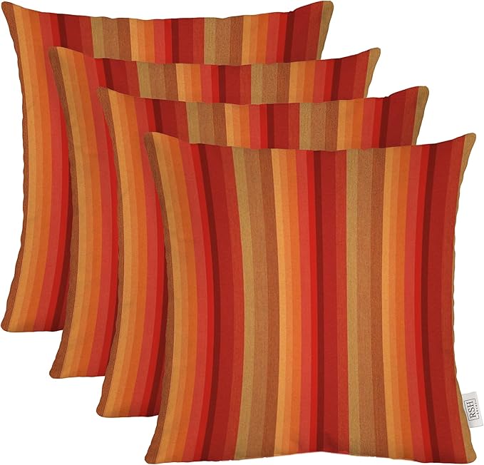 RSH DECOR: Sunbrella Square Throw Pillows Set of 4 | 24" x 24" | Water and Fade-Resistant Performance Fabric | Outdoor Pillow Covers with Down-Alternative Inserts | Astoria Sunset