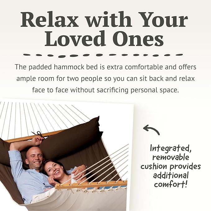 LA SIESTA Alabama Arabica - Weather-Resistant Quilted Spreader Bar Hammock Size King