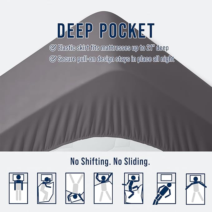 OLANLY Twin Quilted Fitted Mattress Pad, Elastic Fitted Mattress Topper, Cooling Soft Mattress Cover Stretches up to 21 Inches Deep, Machine Washable Mattress Protector (39x75 inch, Dark Grey)