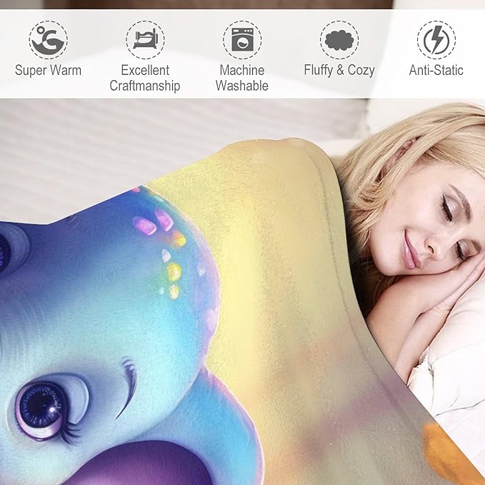 Elephant Blanket Elephant Gifts for Girls Cute Little Elephant Throw Blanket for Kids Adults Soft Warm Cozy Fleece Blanket for Couch Sofa Bed 50"x60"