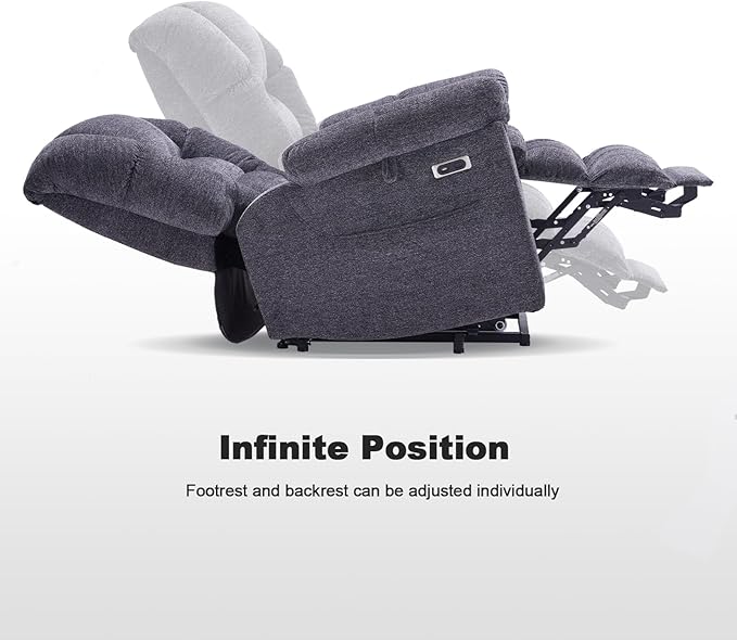 Triple Motor Power Lift Recliner Chair with Massage and Dual Heat for Elderly People, Zero Gravity Lay Flat Recliner Infinite Position, USB Ports（Grey）