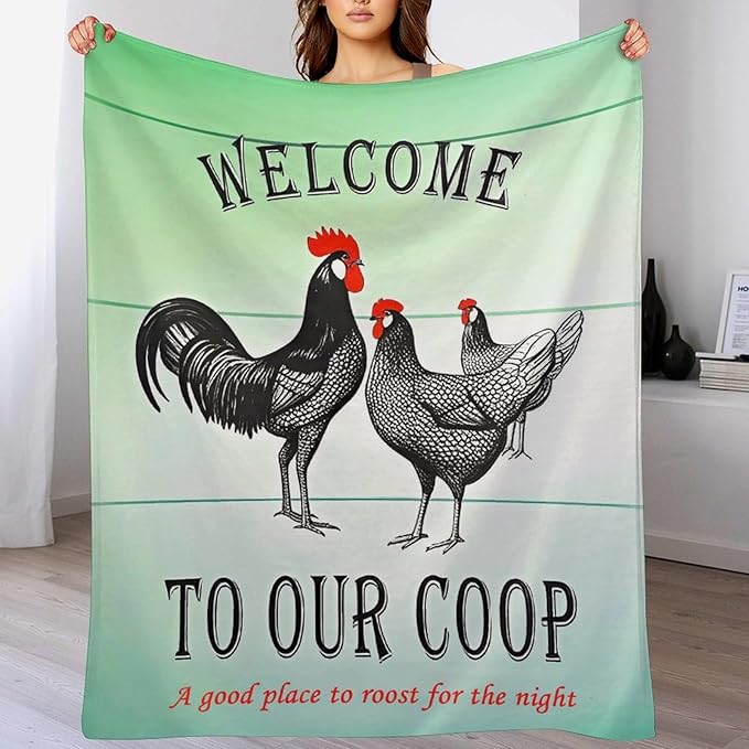 Welcome to Our Coop Chicken Funny Blanket Warm Soft Gifts for Family Friends Brother Sister 100x130cm(40x50in)