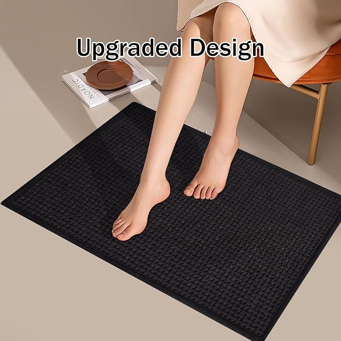 Bathroom Rugs Non Slip Washable, Super Absorbent Thin Bath Mat for Small Quick Dry Low Pile Bathroom Rug, (Black, 32″x20″)