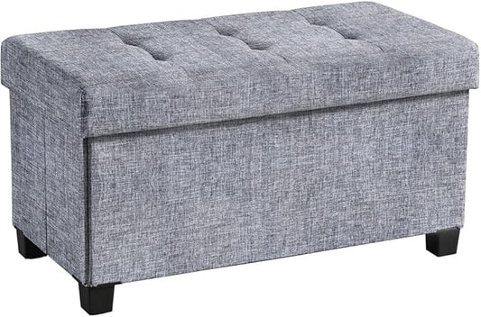 Ornavo Home 30 Inch Storage Ottoman, Large Storage Bench, Ottoman with Storage with Legs, Foot Rest Stool, Bedroom Bench - Gray