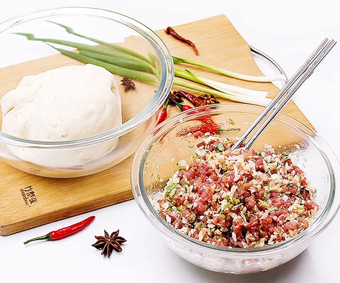 Glass Mixing Bowl Set with Airtight Lids for Kitchen Baking Prepping, Serving, Cooking 0.6QT, 1.1QT, 2.2QT, 4QT Salad Bowl Set with Lids, Dishwasher and Microwavable Safe