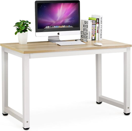 Tribesigns Computer Desk, 47 inch Modern Simple Office Desk Computer Table Study Writing Desk for Home Office, Light Walnut