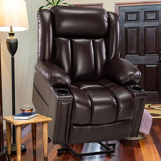 Small Power Lift Chairs Recliners for Petite Elderly, 3 Position Lift Recliner Chair for Small Space, Heating and Massage, USB-A USB-C, Cup Holder, Side Pocket Dark Brown