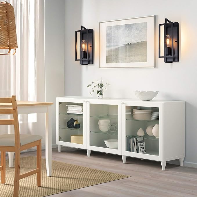 Industrial Wall Sconces Set of 2, Vintage Light Fixture Large, E26 Base, Matte Black Metal Wall Mount Lamp, Modern Indoor Lighting Hardwired