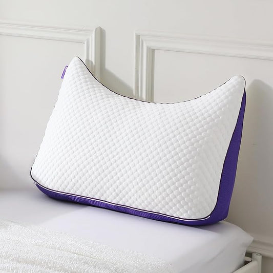 HOMELAB Adjustable Shredded Memory Foam Curve Pillow Queen Size 29"x19", Oversized Crescent Design for Side & Back Sleepers, Doubles as Backrest for Reading, Lounging & Relaxing, Cooling Cover, 1 Pack