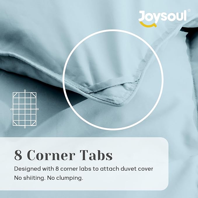 Joysoul Queen Size Down Comforter - All Season Ultra Soft Goose Down & Feather Fiber Fill, Luxury Hotel Blue Duvet Insert with Corner Tabs (88" X 88")
