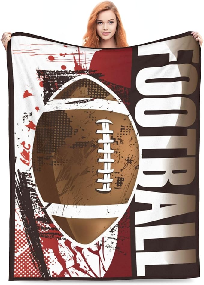 Football Blanket Sprots Gifts Throw Blankets Cozy Fleece Flannel Blanket Soft Warm Plush Bedding Football Stuff Room Decor Gift for Boys Girls Men Women Teens for Couch Sofa Bed 50"X60"