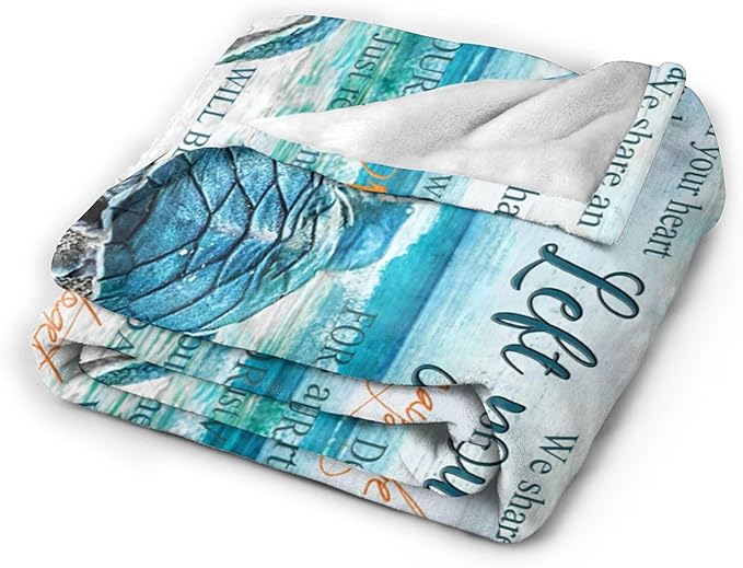 Sea Turtle Ocean Throw Blanket - Memorial Gift for Loss of Loved One - Soft, Warm, Cozy Fleece Blanket for Couch, Sofa, Bed - 60"x50"