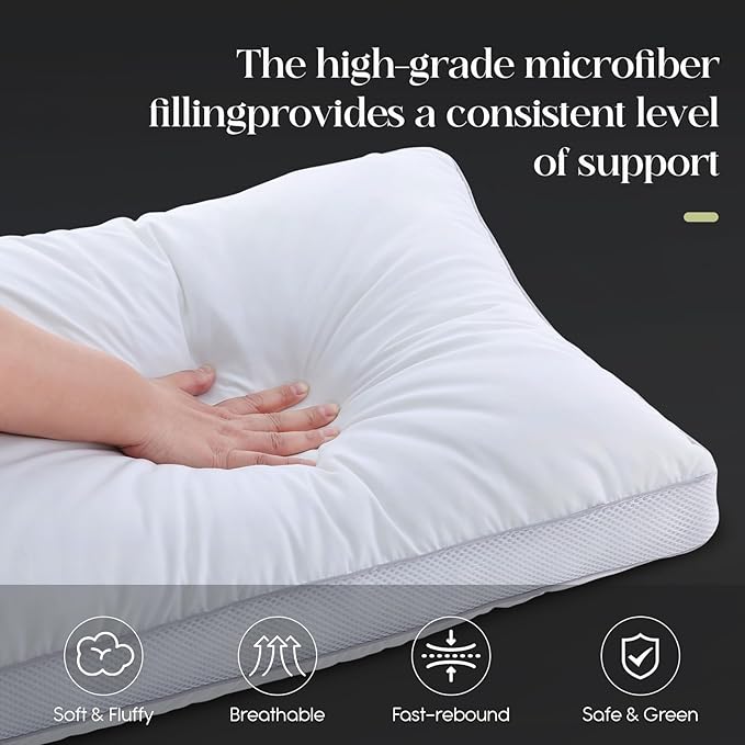 Goose Down Bed Pillows King Size Set of 2 (White), Hotel Collection Pillows for Sleeping, Gusseted Pillow for Side, Back, or Stomach Sleepers, 20" x 36"