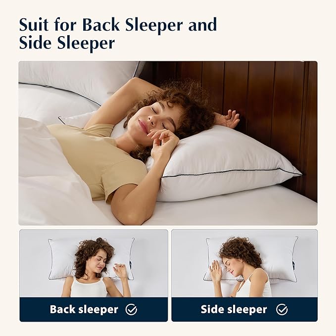 Pacific Coast Goose Feather and Down Bed Pillows Standard Size Set of 2, Pillows for Sleeping, Medium Supportive, Hotel Pillow for Side and Back Sleepers