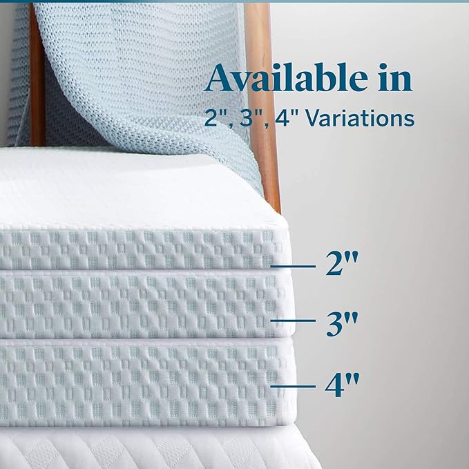 LUCID 4 Inch Lavender Infused Memory Foam Mattress Topper and LUCID Zippered Enclosure Mattress Topper Cover, California King