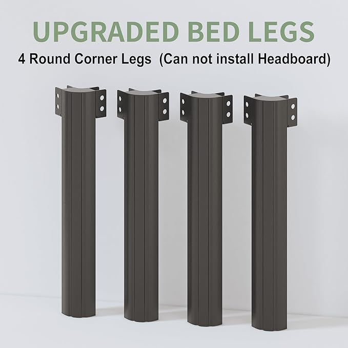 7 Inch Low Profile King Bed Frame with Rounded Corner Legs, 2000 LBS Heavy Duty Metal King Size Platform Bed Frame No Box Spring Needed, Easy Assembly, Black