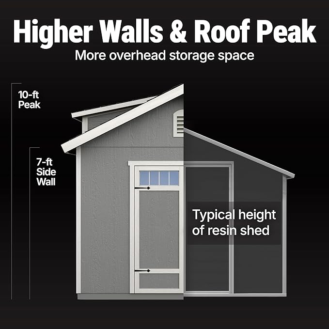 Handy Home Products Windemere 10x12 Do-it-Yourself Wooden Storage Shed with Floor, Beige