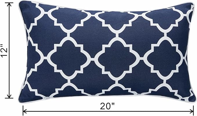 JMGBird Outdoor Waterproof Lumbar Pillows Set of 2 with Insert 12x20 Inch for Patio Furniture