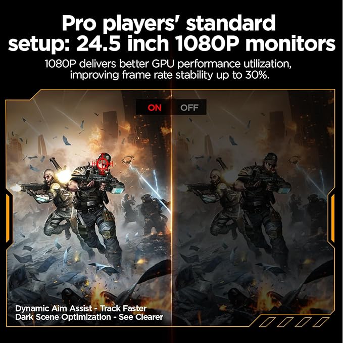 KOORUI 24.5 Inch Gaming Monitor, 200Hz FHD 1080p IPS Screen, 1ms（GTG ）, HDR400, 90% DCI-P3, Adaptive Sync, HDMI 2.0丨DisplayPort 1.4, Eye Care, Black (G2511P)