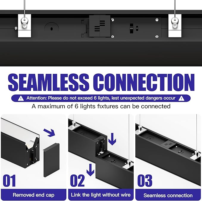 JTT 8FT LED Linear Light,8Foot LED Shop Lights 100/80/60W 3/4/5000K CCT Selectable,Commercial 8Feet Lighting Fixture 0-10V Dimmable Lighting Fixture ETL for Gym Retails Office Garage Classroom,2Pack