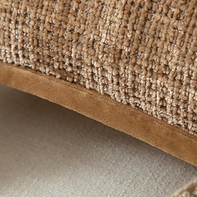 Yaertun Pack of 2 Chenille Textured Decorative Throw Pillow Covers Accent Solid Cushion Cover Soft Cozy Pillow Case with Velvet Back for Couch Sofa Bed Living Room 20x20 Inch Light Brown