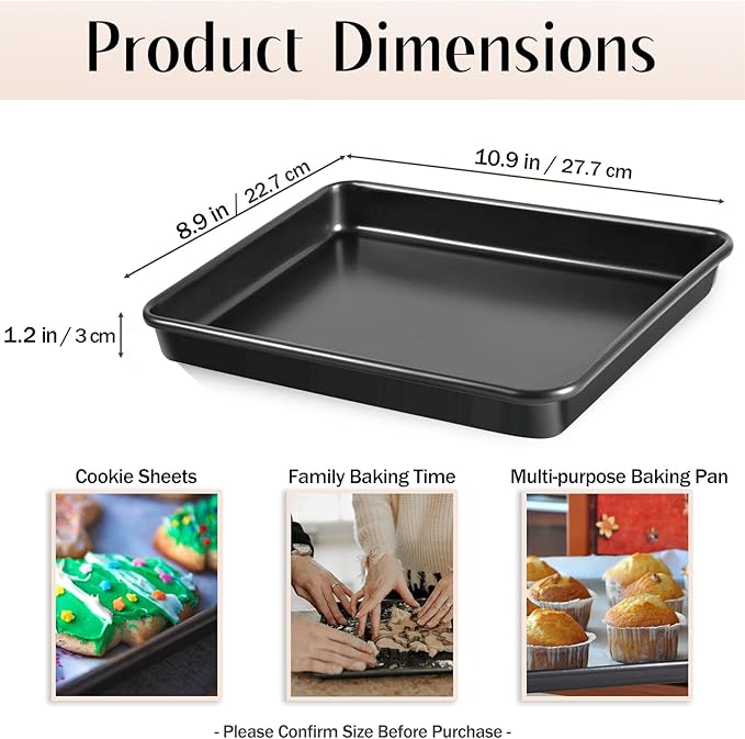 10.9-Inch Nonstick Baking Sheets & Cookie Trays for Oven, 2-Pack PFOA Free Baking Pans Set, Toaster Oven Pans (Black)