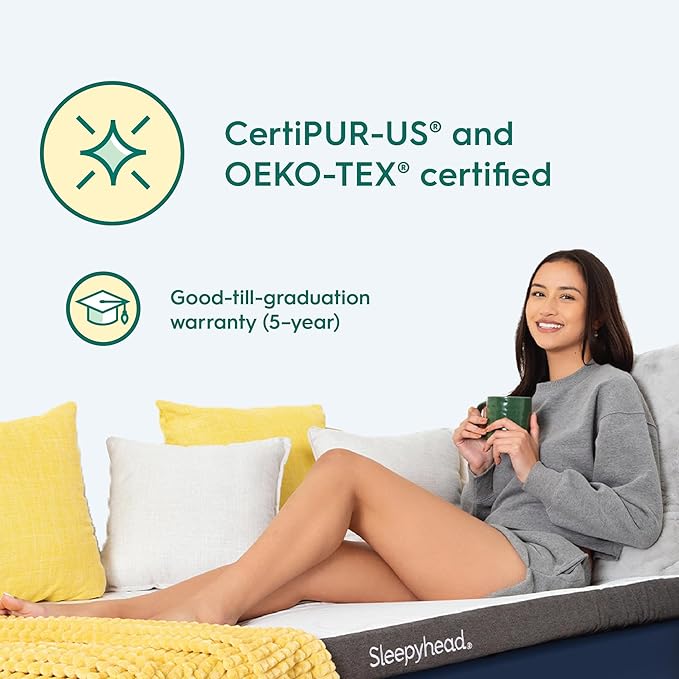 Sleepyhead Full XL 3 Inch Copper Infused Cooling Memory Foam Mattress Topper – Washable Cover, Thick & Comfortable College Dorm Bedding Pad, Dorm Room Essentials (Full XL 3")