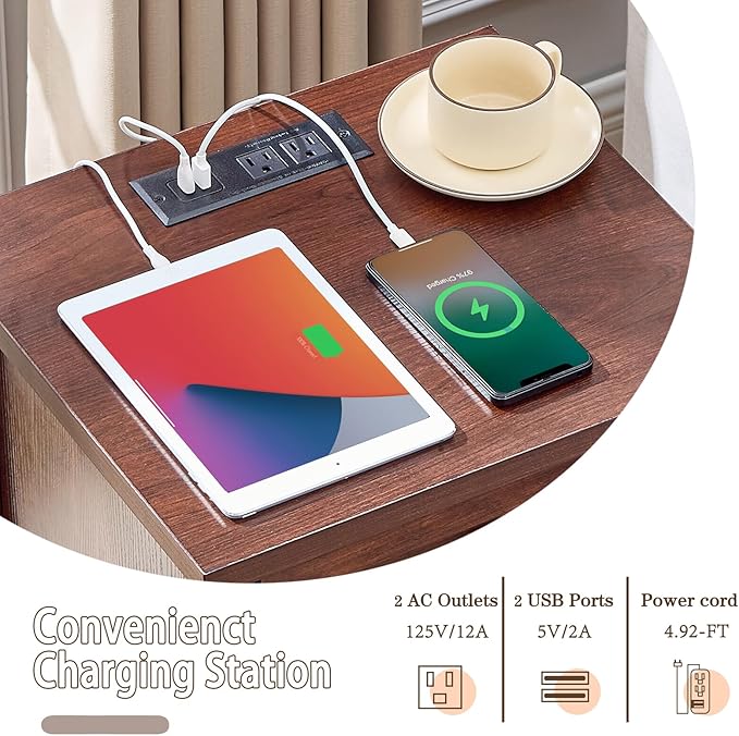 SOOWERY Dresser for Bedroom, Farmhouse Dresser with 3 Wooden Drawers and Storage Cabinet, 25 Inches Tall Side Table Chest of Drawers for Bedroom, Living Room, Hallway, Dark Cherry