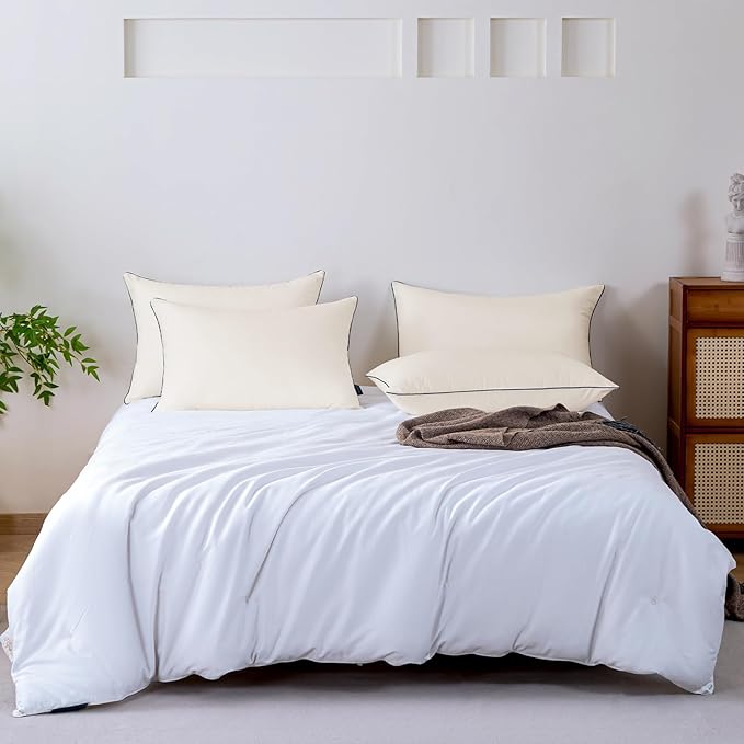 GOHOME Pillows Standard Size Set of 4 - Bed Pillows for Sleeping 4 Pack, Cooling Supportive Hotel Pillows with Premium Soft Down Alternative Fill for Side Stomach and Back Sleepers