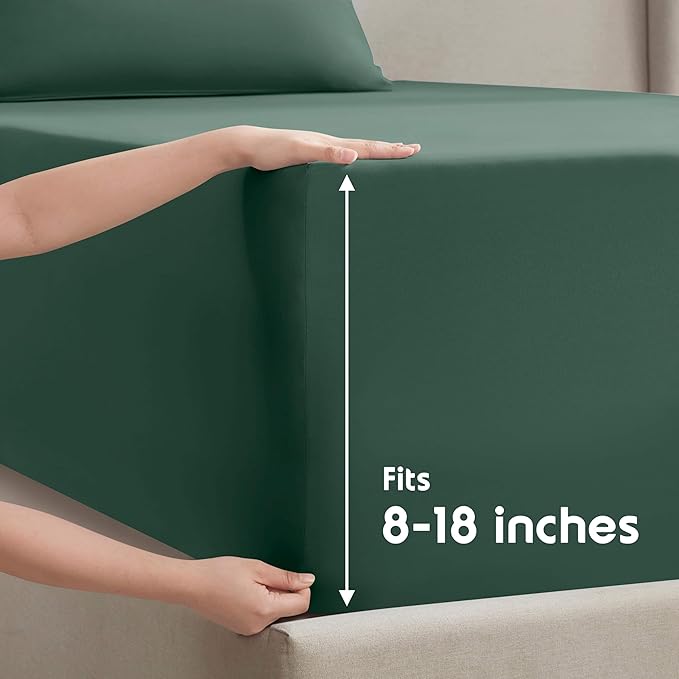 Nestl Full XL Sheet Set - Luxury 1800 Ultra-Soft Microfiber Full Extra Long Bed Sheets - Double Brushed - Deep Pockets - Easy Fit - 4 Piece Set - Bedding Sheets & Pillowcases (Full XL, Dark Green)