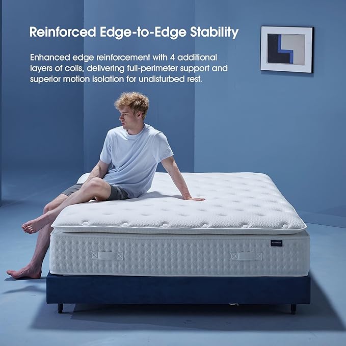 King Size Mattress 14 Inch – Medium Firm Hybrid Mattress with Tencel Cool Touch Cover, Gel Memory Foam, Dual-Layer Pocket Springs, CertiPUR-US Certified, Fiberglass-Free