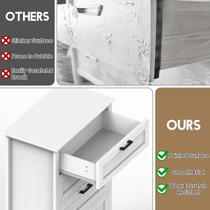 Tall White 6 Drawer Dresser, Wood Vertical Chest of Drawers for Bedroom, 55" H Modern Lingerie Dressers for Closet, Living Room, Hallway and Home Office