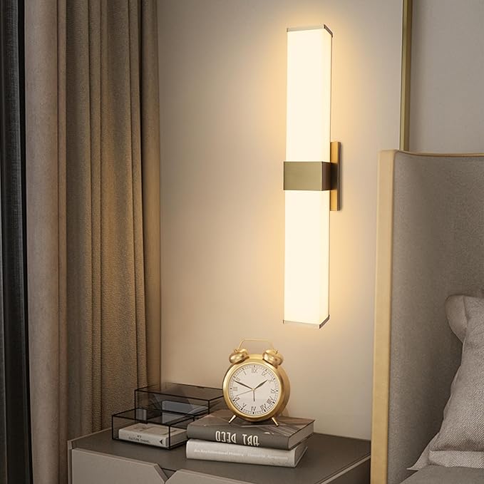 Kalium 24in Modern Wall Sconces, Dimmable Bathroom Vanity Lights, 3000K Warm White LED Indoor Sconces Lighting for Bathroom, Stairs, Living Room, Bedroom. Hardwired.