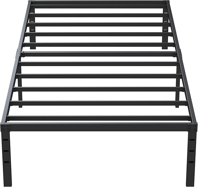 Heavy Duty Twin Bed Frame No Box Spring Needed, 14 Inch Metal Platform Bed Frame Twin Support Up to 2500 lbs, Easy Assembly, Noise Free, Black