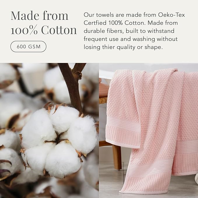 NY Loft 100% Cotton 2 Pack Bath Sheet Towel Set | Extra Large Oversize Bath Towels | Absorbent & Quick-Dry | Textured and Durable Cotton | Light Pink