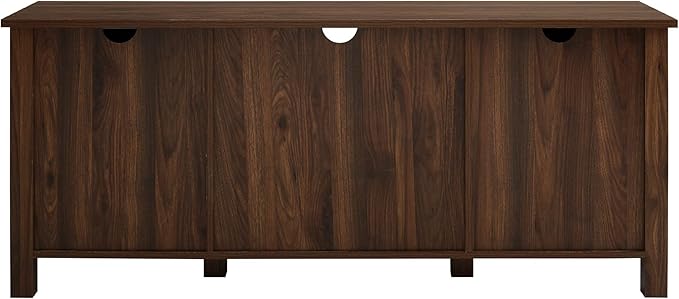 Walker Edison Dakota Modern Farmhouse 2 Glass Door Stand for TVs up to 65 Inches, 58 Inch, Dark Walnut