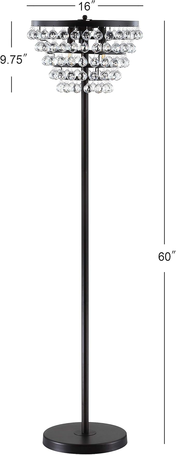 JONATHAN Y JYL9005A Jemma 60" Crystal/Metal LED Floor Lamp, Contemporary, Modern, Transitional, Elegant, Office, Living Room, Family Room, Dining Room, Bedroom, Hallway, Foyer, Bronze/Clear