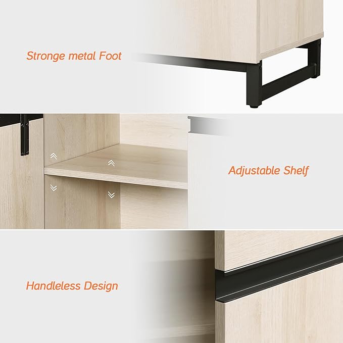 WAMPAT Modern TV Stand for TVs up to 120 Inches, 4-in-1 Media Console with Adjustable Shelves and 6 Drawers, TV Cabinet for Living Room or Bedroom, Light Oak