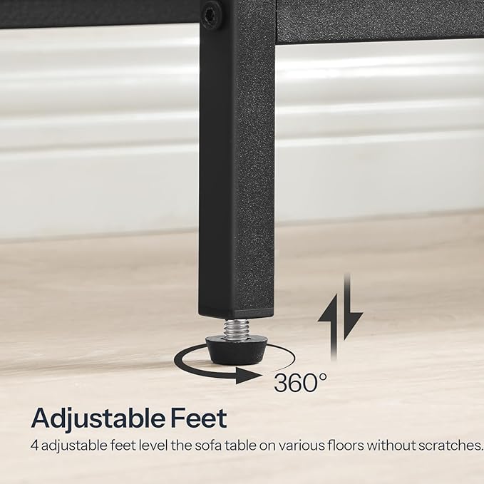 HOOBRO Narrow Console Table, Sofa Table, 4-Tier Industrial Hallway Table with Metal Mesh Shelf, Entryway Table with Adjustable Feet, for Entryway, Living Room, Hallway, Greige and Black BG79XG01