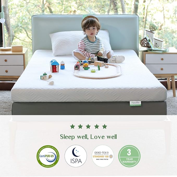 Novilla 3 Inch Foam Mattress Topper Twin, Medium Firm Memory Foam Mattress Topper, Gel Infused for Motion Isolation & Pressure Relieving, with Breathable Cover, Twin Size