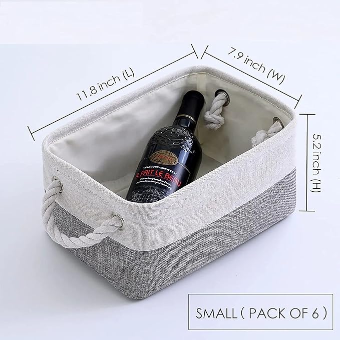 Storage Baskets 12x8x5 inch 10 Pack Fabric Baskets Foldable Storage Bins Decorative Baskets cloth storage baskets Storage Foldable Storage Bin with Rope