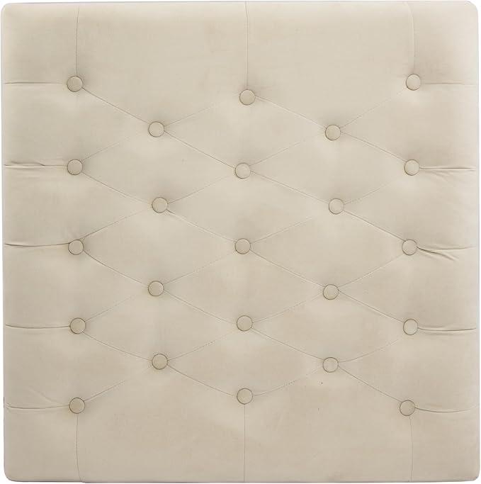 HomePop Tufted Ottoman with Wooden Storage - Cream