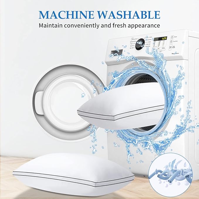 DolceLuna Pillows Queen Size Set of 2, Bed Pillows for Sleeping 2 Pack, Queen Pillows Down Alternative Hotel Luxury Pillow for Side and Back Sleepers, Soft & Comfortable