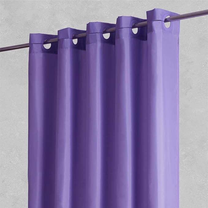 Furlinic No Hook Extra Long Shower Curtain 96 Length,Wahable Fabric Bathroom Curtains with 10 Plastic Built-in Grommets,Hotel Quality Waterproof,Purple,78x96 Inch.