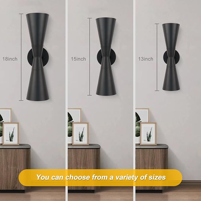 Wall Sconce Bathroom Sconces Wall Lighting, 18 inch Black Modern Sconces Up Down Lights Wall Decor Indoor Wall Light Fixtures for Living Room Hallway Staircase Bedroom Hardwired