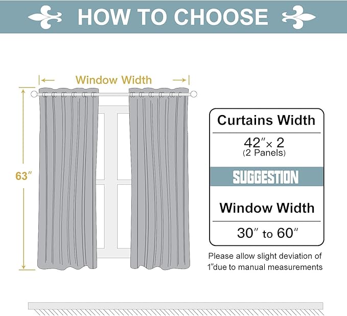 ChrisDowa Grommet Blackout Curtains for Bedroom and Living Room - 2 Panels Set Thermal Insulated Room Darkening Curtains (Dark Grey, 42 x 63 Inch)