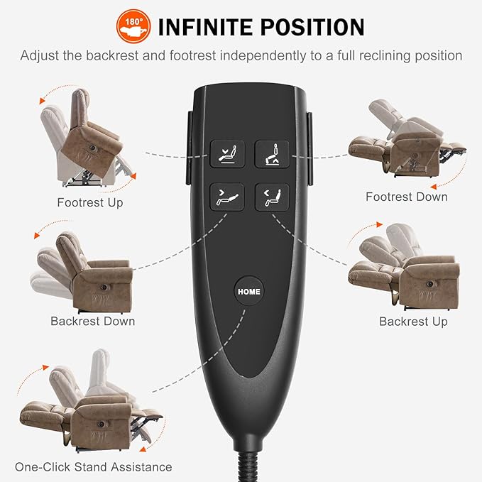 CDCASA Dual Motor Lay Flat Lift Chairs Recliners for Elderly w/Massage and Heat, Breathable Leather Infinite Position Large Sleeping Electric Power Lift Chair Recliner, Set of 2, Matte Brown